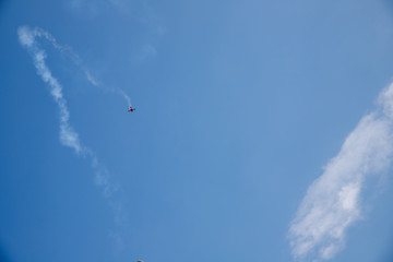 The plane makes a maneuver. Airplane in the sky - Passenger Airliner / aircraft