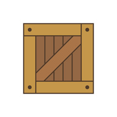 Square crate for game design. Simple pack wooden box icon. Parcel symbol.