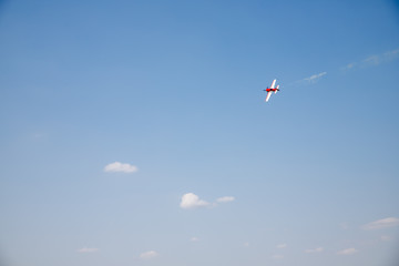 The plane makes a maneuver. Airplane in the sky - Passenger Airliner / aircraft