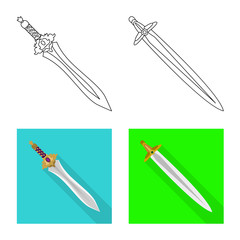 Vector illustration of game and armor logo. Set of game and blade stock symbol for web.