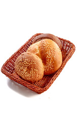 Small round buns lie in the bread basket