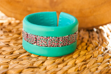 Colorful tribal bangle. Fashion handmade jewelry.