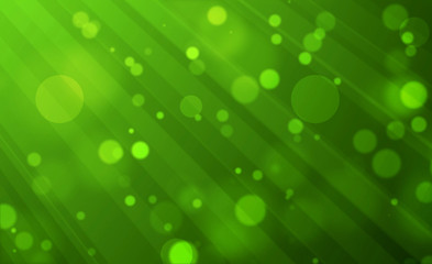 Abstract Green Light Rays Background with Shiny Bokeh Lights