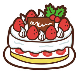 イラスト素材：ホールケーキ　デコレーションケーキ　クリスマス