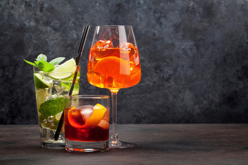 Three classic cocktail glasses