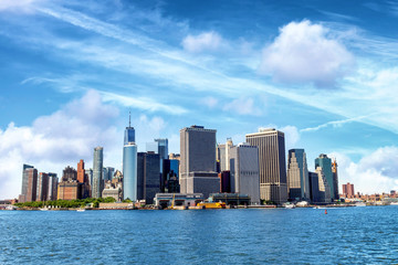 Fototapeta na wymiar Besutiful view of Downotown Manhattan from Governors Island, NYC.