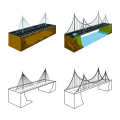 Vector design of connection and design symbol. Collection of connection and side stock vector illustration.