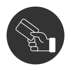 bank card in hand vector icon