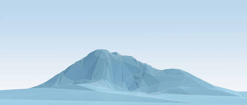 blue low poly mountains in wireframe
