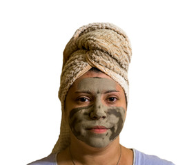 Girl with a cosmetic mask on her face
