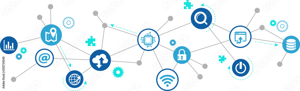 Wall mural it technology icon concept – information & data / online communication / cloud computing / software 