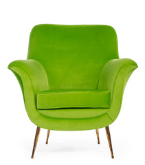 Old retro sixties style chair in bright green