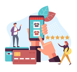 Online internet shopping purchasing concept. Vector flat cartoon graphic design illustration