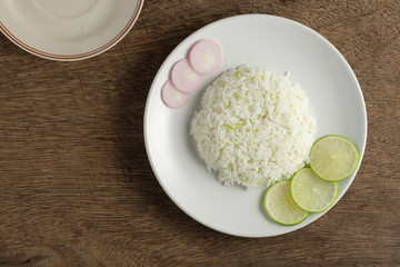 Cilantro lime in white dish with copy space,top view