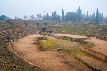 Amazing Roman amphitheater of Merida, Extremadura, Spain