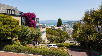 Fototapeta na wymiar Famous Lombard street in San Francisco