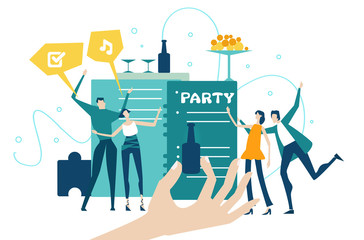 Happy young people at party, dancing and enjoying the life. Men and women on the party. Happy birthday. Different people are having fun together. 