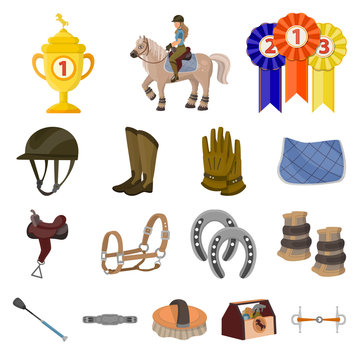 Isolated object of horseback and equestrian sign. Collection of horseback and horse stock vector illustration.