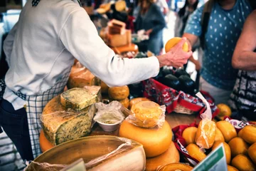 Foto op Plexiglas Selection of Dutch cheese at farmers traditional market © Grecaud Paul