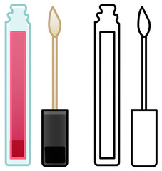 Pink lip gloss in colored and line versions
