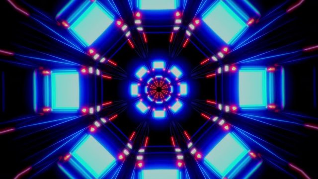 Blue and Red 3D Hyperloop - seamless looping.