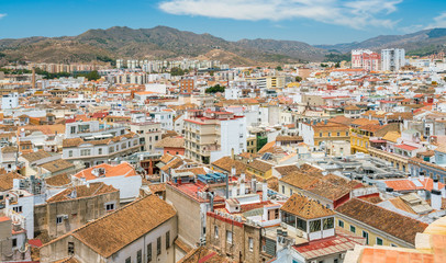 Fototapeta na wymiar Panoramic sight in Malaga from the Cathedral roof. Andalusia, Spain.