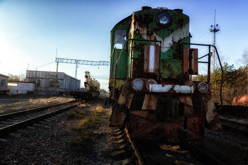 Abandoned train left outside at train station