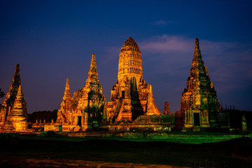 Fototapeta premium Wat Chai Wattanaram an ancient temple tourist atteaction in Ayudhya Thailand