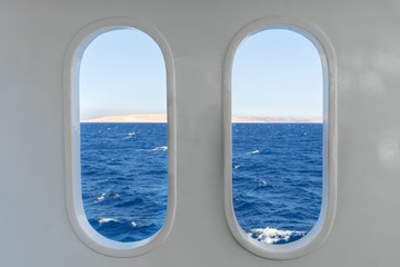 View through windows at the sea