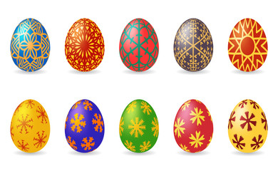Set of color Easter eggs with different texture.