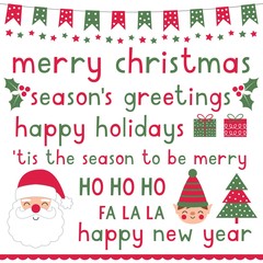 Christmas vector lettering and decorative elements set