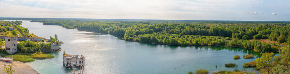 The Rummu quarry is a submerged limestone quarry located in Rummu, Estonia.
