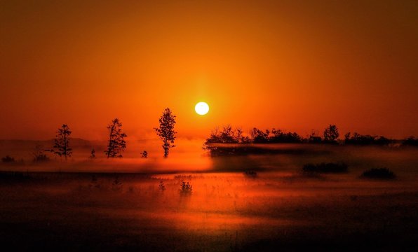 sunset on the river