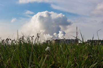 The smoke of the Norilsk combine. The sky in the smoke from the chimneys of Norilsk Nickel plant.