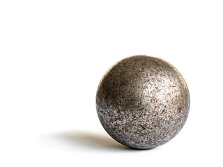 rust metal steel sphere on white background