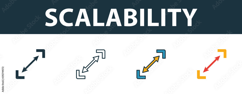 Wall mural scalability icon set. premium symbol in different styles from startup icons collection. creative sca