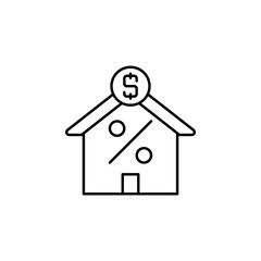 mortgage, interest, money line icon on white background