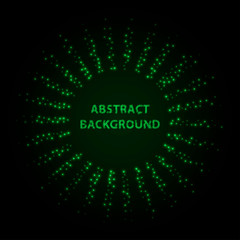 Abstract stipple background. Green Luminous circles. Aquamarine elegant glowing circle.  Green light ring. Virid sparking particles. Colorful ellipse. Bright border.