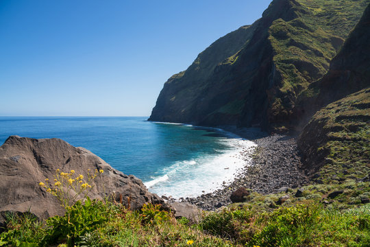 Stony beach in the extrem west of Madeira near Achadas da Cruz