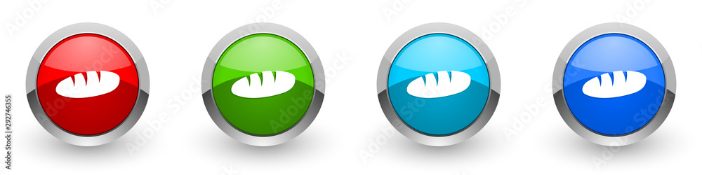 Aufkleber bread silver metallic glossy icons, red, set of modern design buttons for web, internet and mobile a