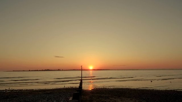 West Wittering beach near Chichester in West Sussex - United Kingdom at sunset - 25th of August 2019