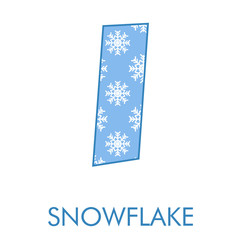 Logotipo letra I con patrón con estrellas de nieve en blanco y azul
