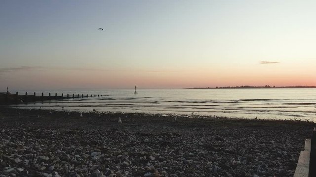 West Wittering beach near Chichester in West Sussex - United Kingdom at sunset - 25th of August 2019