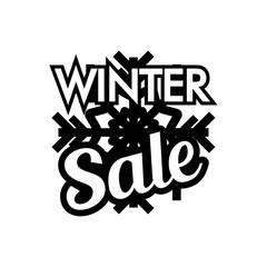 Logotipo con texto Winter Sale sobre copo de nieve en color negro