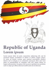 Flag of Uganda, Republic of Uganda. Template for award design, an official document with the flag of Uganda. Bright, colorful vector illustration for graphic and web design.