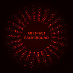 Abstract stipple background. Red Luminous circles. Crimson elegant glowing circle. Maroon  light ring. Cherry Sparking particles. Colorful ellipse. Bright border.