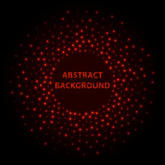Abstract stipple background. Red Luminous circles. Crimson elegant glowing circle. Maroon  light ring. Cherry Sparking particles. Colorful ellipse. Bright border.