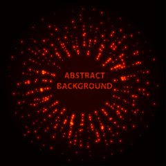 Abstract stipple background. Red Luminous circles. Crimson elegant glowing circle. Maroon  light ring. Cherry Sparking particles. Colorful ellipse. Bright border.