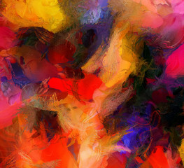 Colorful Hot Abstract Painting. 3D rendering