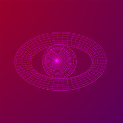 Abstract polygonal human eye sign. Digital vision, security technology and surveillance concept. Wireframe low poly mesh vector illustration